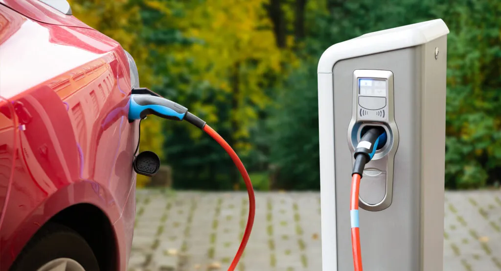 Close-up of electric vehicle charger